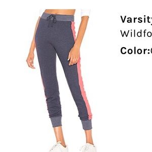 Wildfox Varsity Stripe Jack Jogger navy with pink and white stripe size small